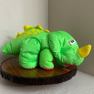 1992 Fisher-Price Dino Roar Puffalump Triceratops Dinosaur Plush
